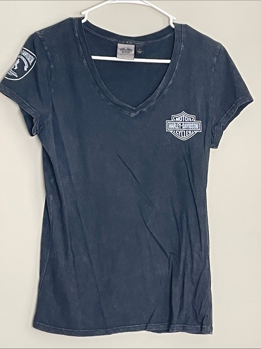 Harleydavidson Women's Dark Navy Vneck Logo Tee